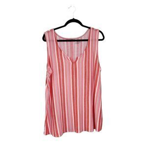Lane Bryant tank top striped coral & white Sz 22/24